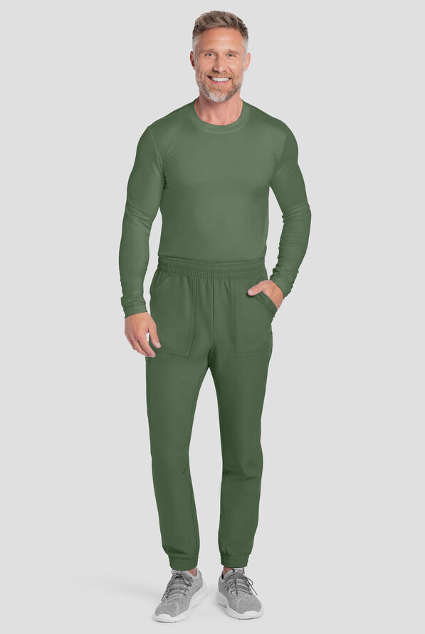 Cherokee Workwear Originals Ultra Men's 4-Pocket Flat Front Cargo Jogger Scrub Pants - Olive - 3