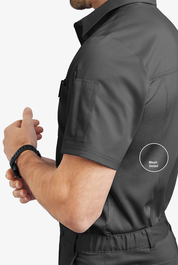 Advantage STRETCH Men's 3-Pocket Short Sleeve Polo with Back Air-Mesh Panels - Black - 2