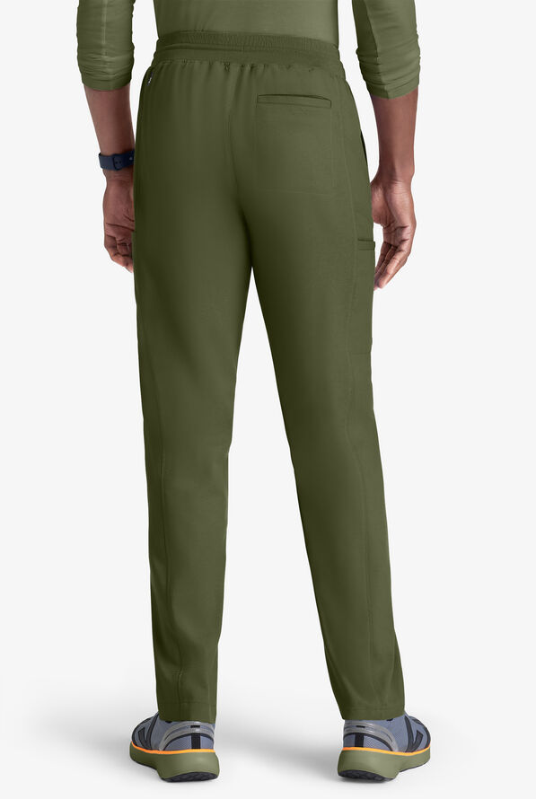 Grey's Anatomy by Barco Spandex STRETCH Hudson Men's 6-Pocket Slim Straight Cargo Scrub Pants - Olive - 2