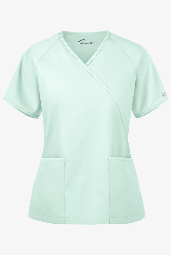 ButterSoft Scrubs Mock Wrap Top Fashion Scrubs for Women
