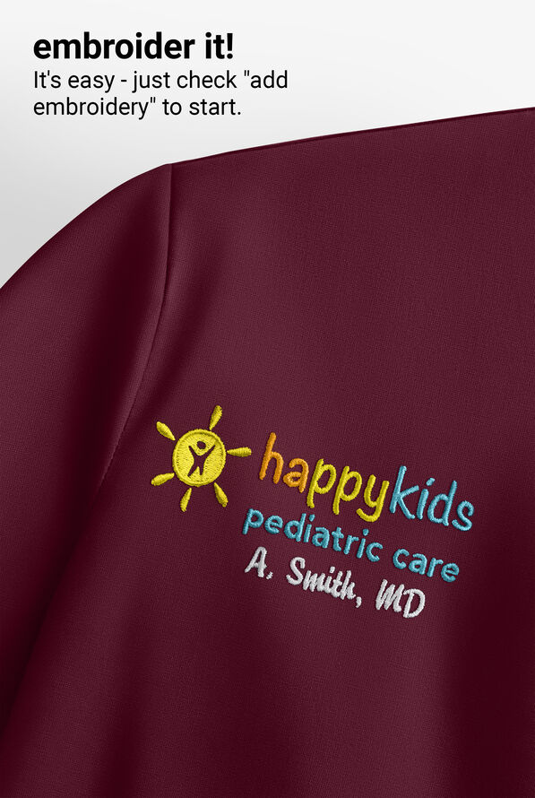 Blusa médica Butter-Soft Originals con cuello mao y 6 bolsillos para mujer - Wine - 5