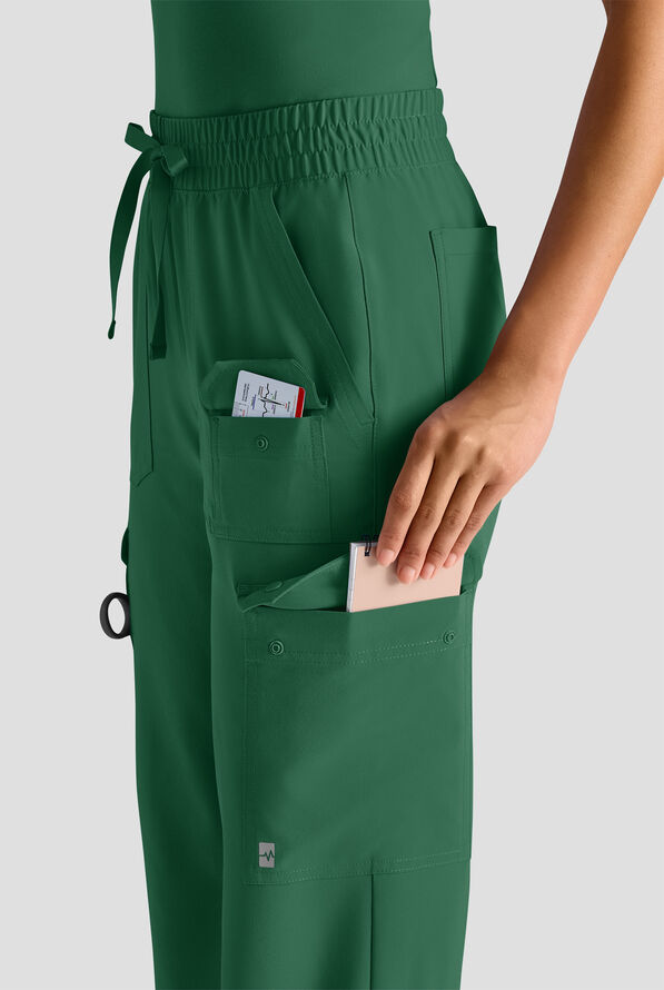 Easy STRETCH Ayo Women's 10-Pocket Cargo Scrub Pants - Petite - Hunter - 4