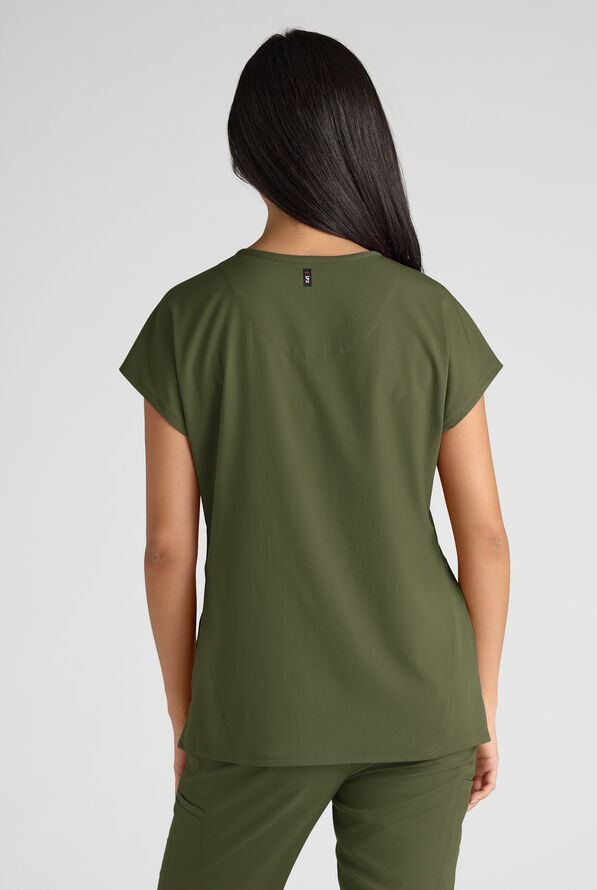Blusa médica Grey's Anatomy by Barco Emerge Brylyn STRETCH con mangas dolmán y 2 bolsillos para mujer - Olive - 2