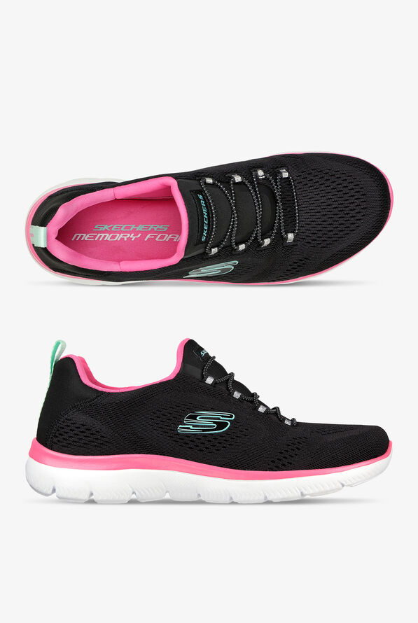 Skechers Sport Women's Summits Perfect Views Black/Hot Pink Athletic Slip On Nursing Shoes - null - 1