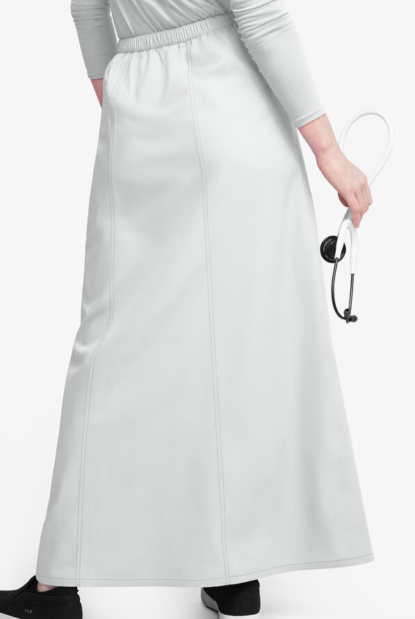 Falda m&eacute;dica estilo acampanada Butter-Soft Originals al tobillo con 4 bolsillos para mujer - White - 3