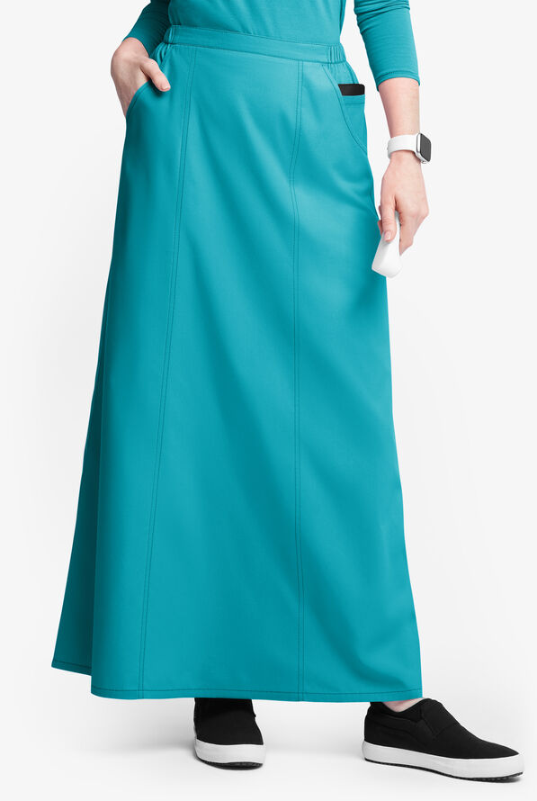 Falda médica estilo acampanada Butter-Soft Originals al tobillo con 4 bolsillos para mujer - Teal - 1