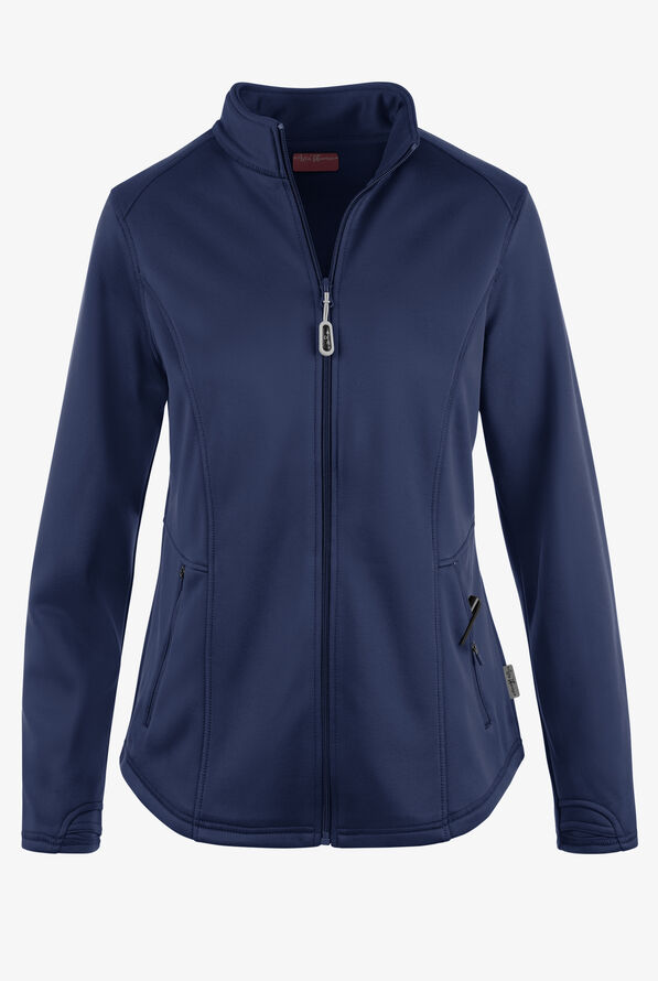Zavate Ava Therese Megan Women's 2-Pocket Fleece Scrub Jacket - Navy - 1