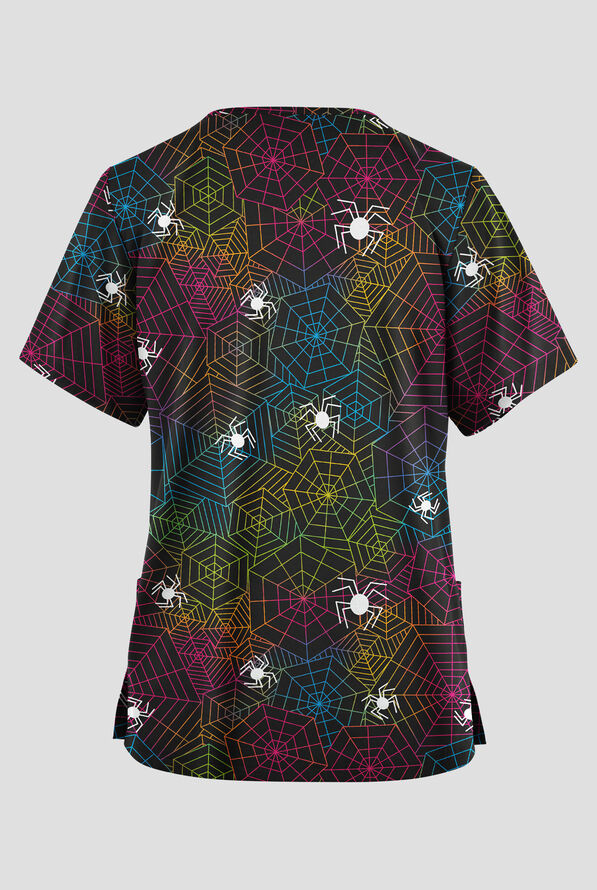 Butter-Soft Originals Widow Women's 2-Pocket V-Neck Print Scrub Top - null - 2