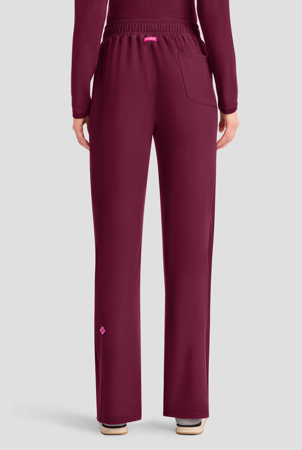 Med Couture Amp Women's 4-Pocket STRETCH Straight Leg Rib-Knit Cargo Scrub Pant - Wine - 4