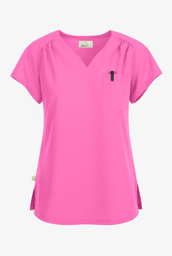 Planet koi Kallani Women's 1-Pocket STRETCH Rouched Shoulder Jewel Neck Scrub Top