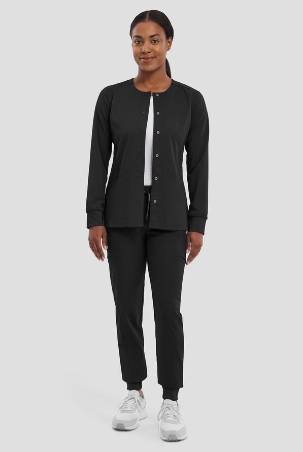 Healing Hands Purple Label Daisy Women's 4-Pocket STRETCH Scrub Jacket - Black - 5