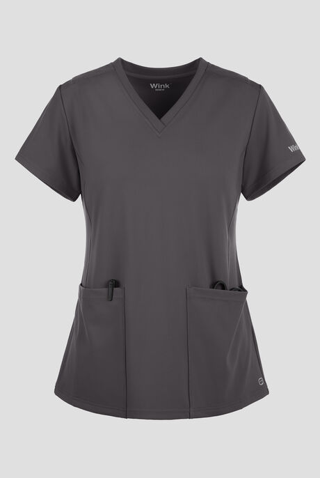 Wink Renew Knit Women's 2-Pocket STRETCH Flex N Reach Panel V-Neck Scrub Top