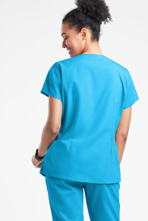 Butter-Soft Originals Women's 6-Pocket Scallop Neck Scrub Top - Turquoise - 3