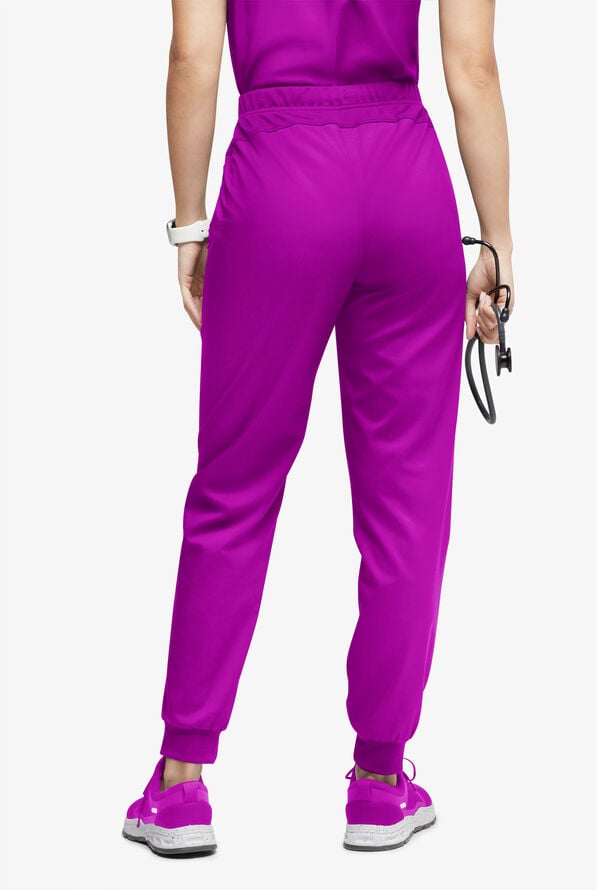 UA Exclusive Cherokee Workwear Revolution Women's 4-Pocket STRETCH Cargo Jogger Scrub Pants - Pink Azalea - 3