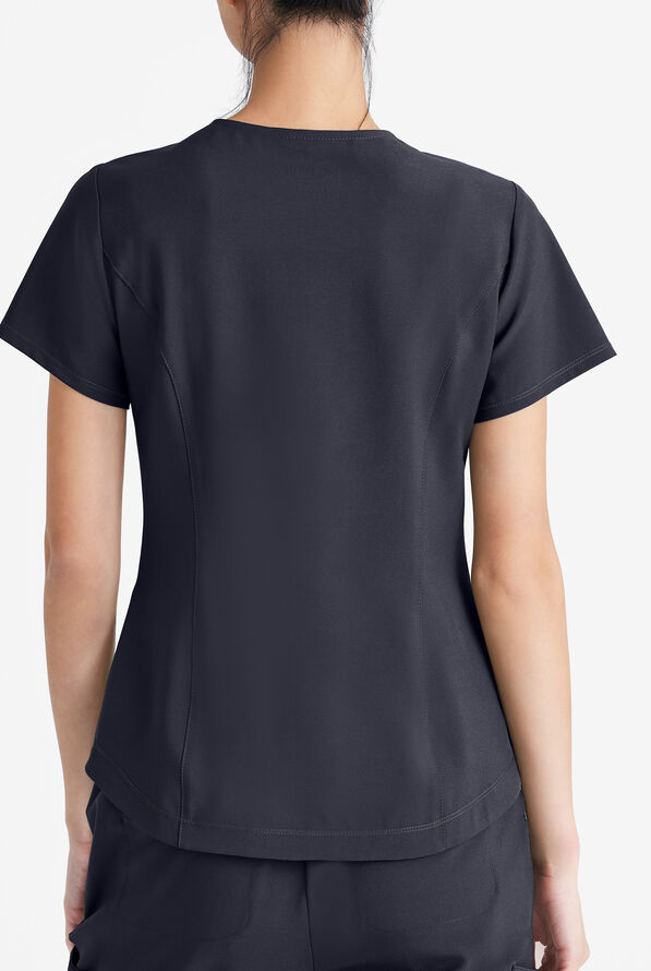 Grey's Anatomy by Barco Evolve STRETCH Rhythm Women's 2-Pocket V-Neck Scrub Top - Steel Gray - 3