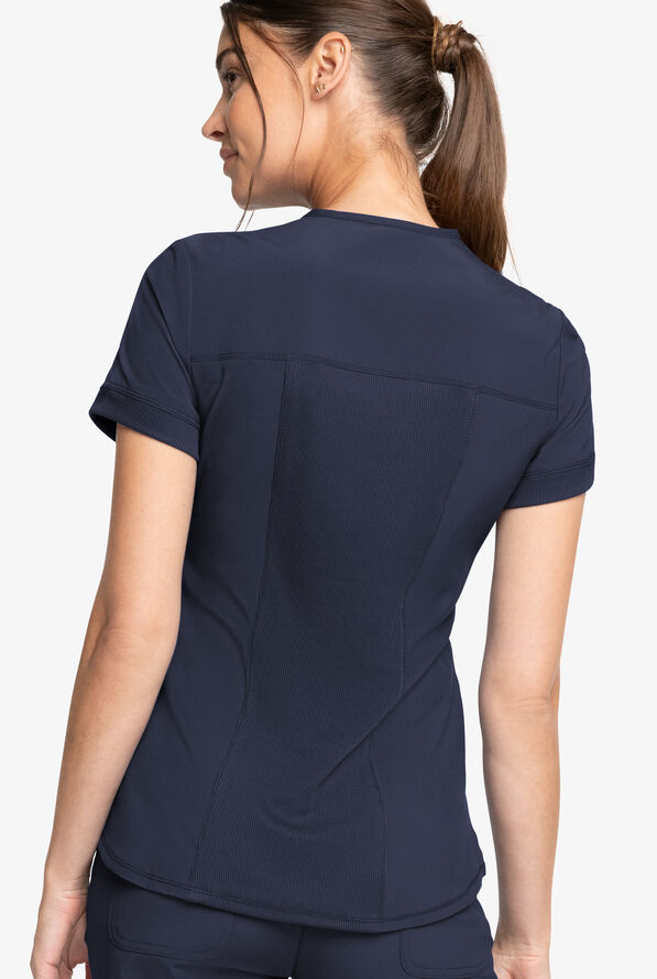 Cherokee Infinity Zip Front Round Neck Scrub Top, Antimicrobial Scrubs