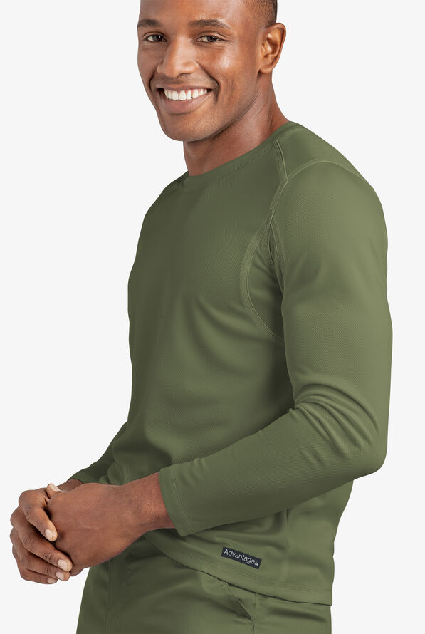 Advantage STRETCH Men's Long Sleeve Crew Neck Underscrub - Light Olive - 4
