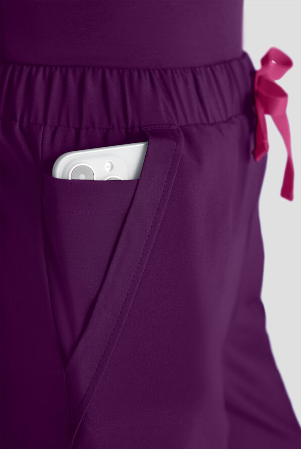 Easy STRETCH Hunter Women's 6-Pocket Relaxed Fit Wide Leg Scrub Pant - Eggplant - 5