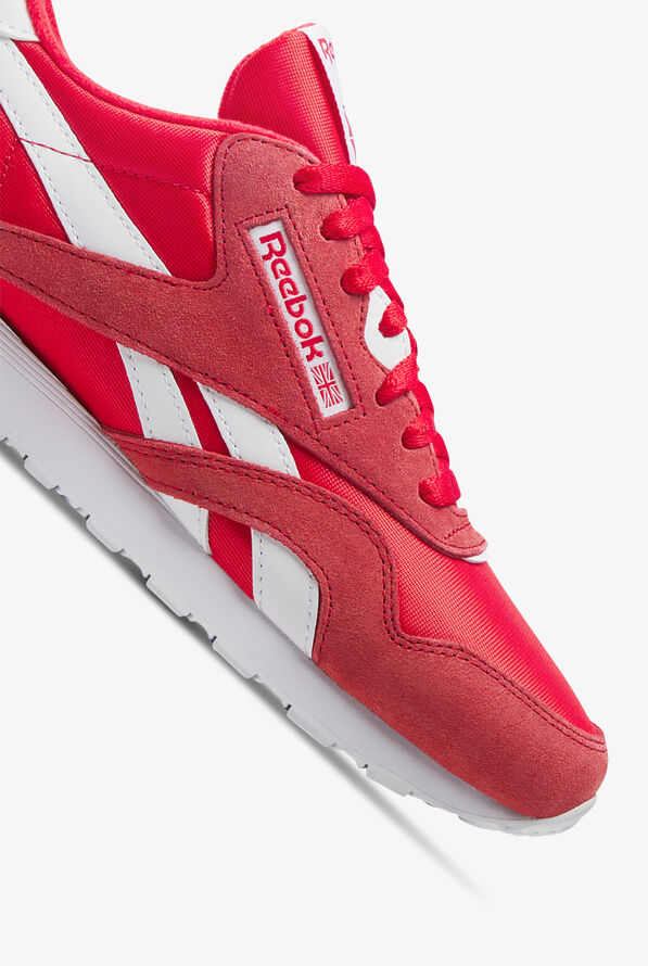 Reebok Mens Classic Nylon Red Athletic Lace Up Shoes - Red - 3