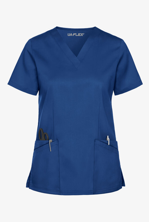 Strictly Scrubs Women's 4- Pocket V-Neck Scrub Top - Royal - 1