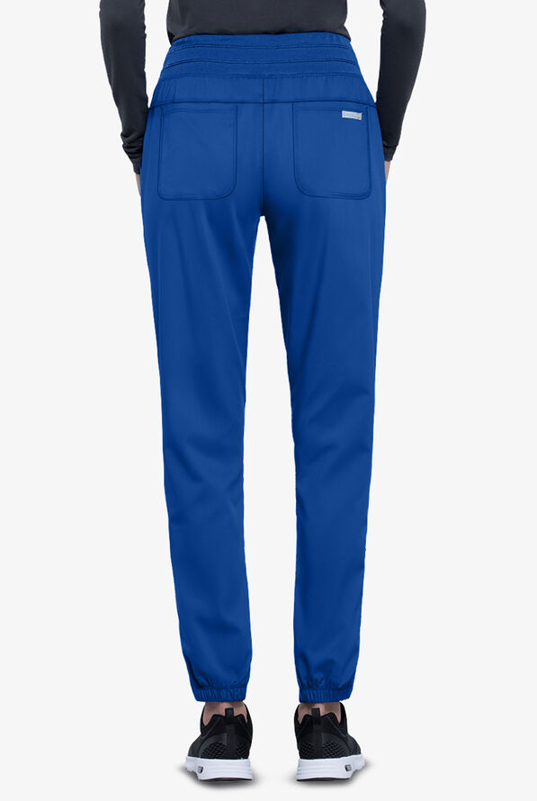 Cherokee Workwear Revolution Women's 5-Pocket STRETCH Elastic Waistband Half Jogger Scrub Pants - Royal - 2