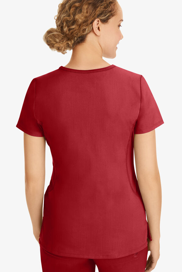 Healing Hands Purple Label Juliet Women's 2-Pocket STRETCH Princess Seam Scrub Top - Red - 4