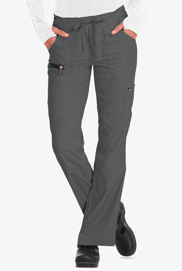 koi Lite™ Peace Women's 6-Pocket Drawstring Scrub Pants - Charcoal - 1