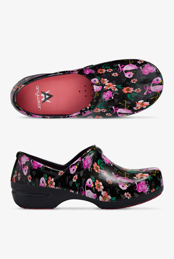 Cherokee Anywear Sr Angel Floral Flamingo Nursing Shoes, Nursing Clogs