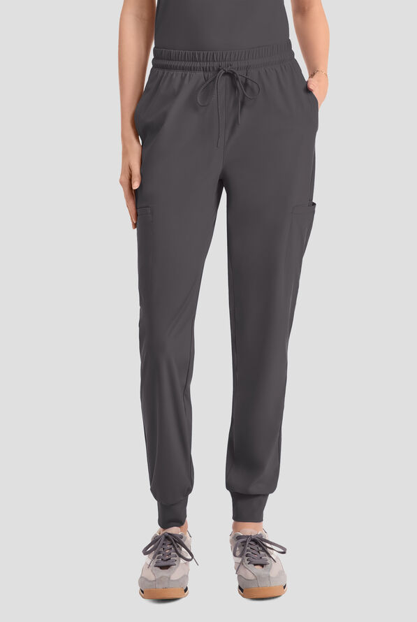 Infinity PURSUIT Women's 5-Pocket STRETCH Drawstring Jogger Scrub Pant - Pewter - 1