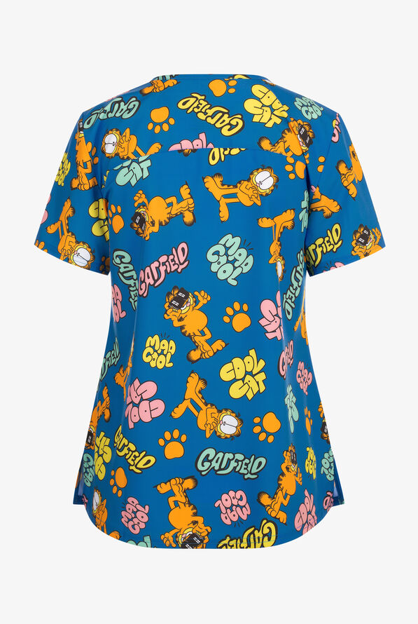 Garfield Cool by Funscrubs Women's 2-Pocket STRETCH V-Neck Print Scrub Top - null - 2