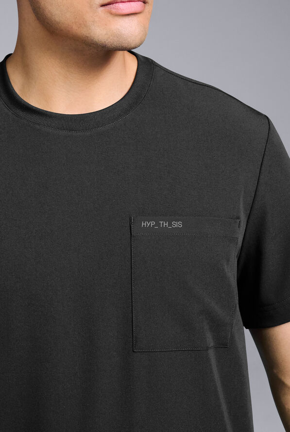 Hypothesis S-R Shift Ready Men’s 1-Pocket Tuck-In Crew Neck Scrub Top - Jet Black - 5