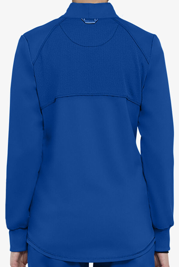 Cherokee Workwear Revolution Women's 3-Pocket STRETCH Mesh Panels Zip Front Scrub Jacket - Royal - 4