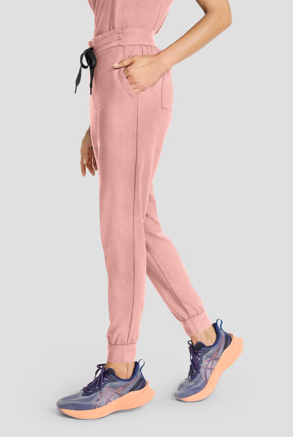 Healing Hands Quest Women's 5-Pocket STRETCH Drawstring Jogger Scrub Pant - Pink Pearl - 1