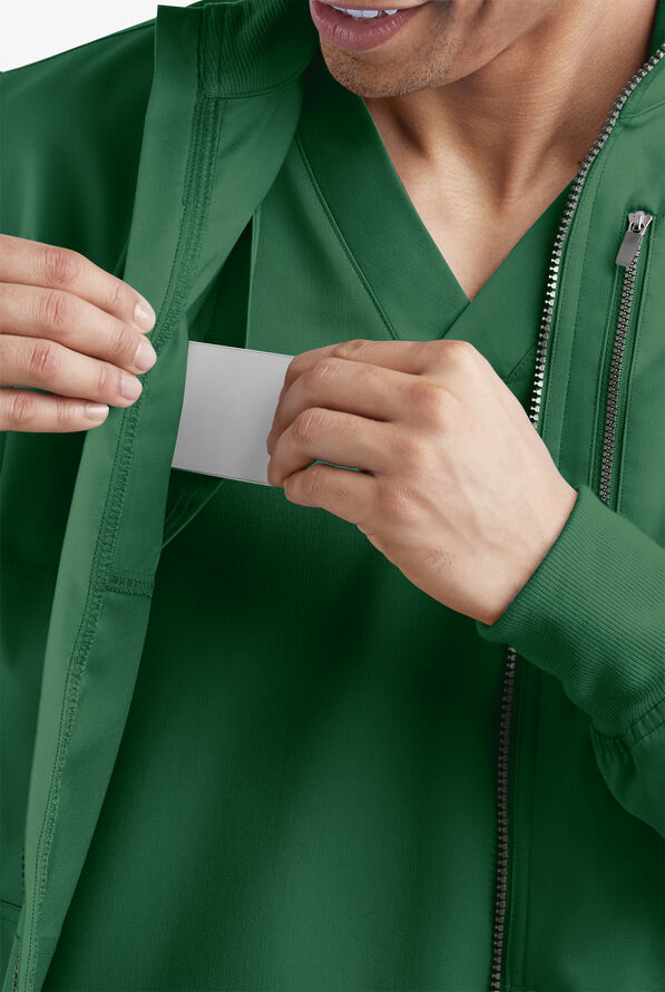 Advantage STRETCH Men's 4-Pocket Zip Front Warm-Up Scrub Jacket - Hunter - 4