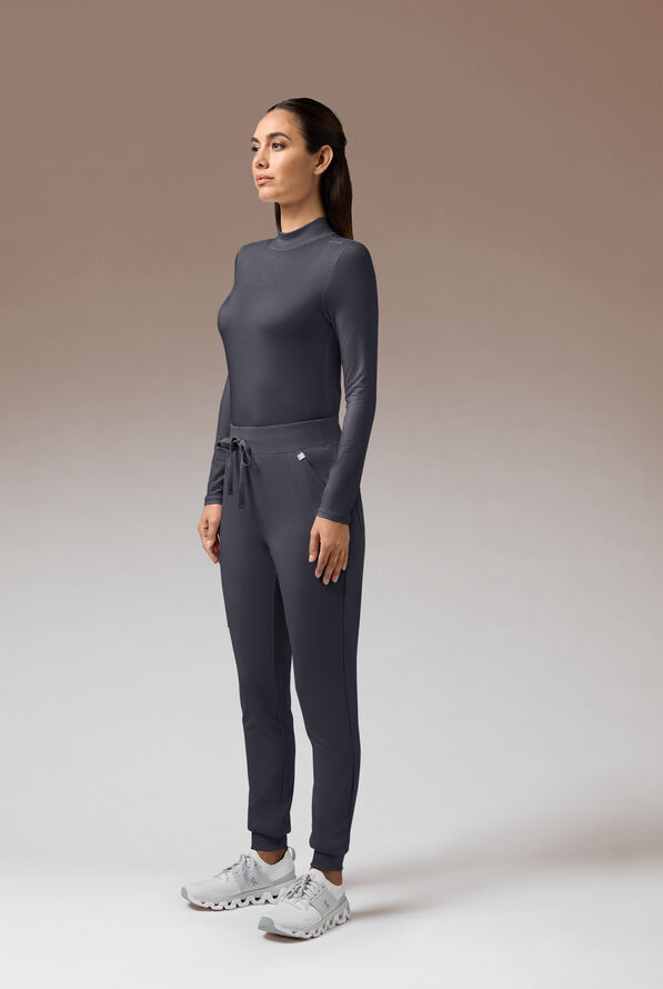 Hypothesis Inner K Women's STRETCH Long Sleeve Mock Neck Knit Underscrub - Pewter - 3