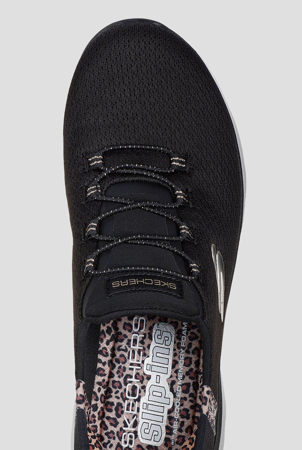 Skechers Sport SUMMITS - LEOPARD CHIC Knit Bungee Athletic Slip-On Shoes - null - 2