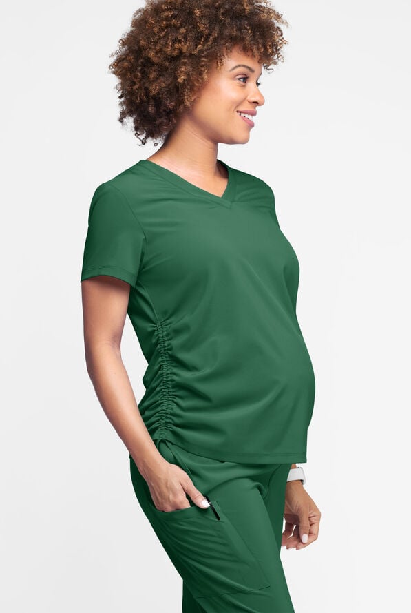 Easy STRETCH Tori Women's Cooling Knit Back Maternity Scrub Top - Hunter - 2