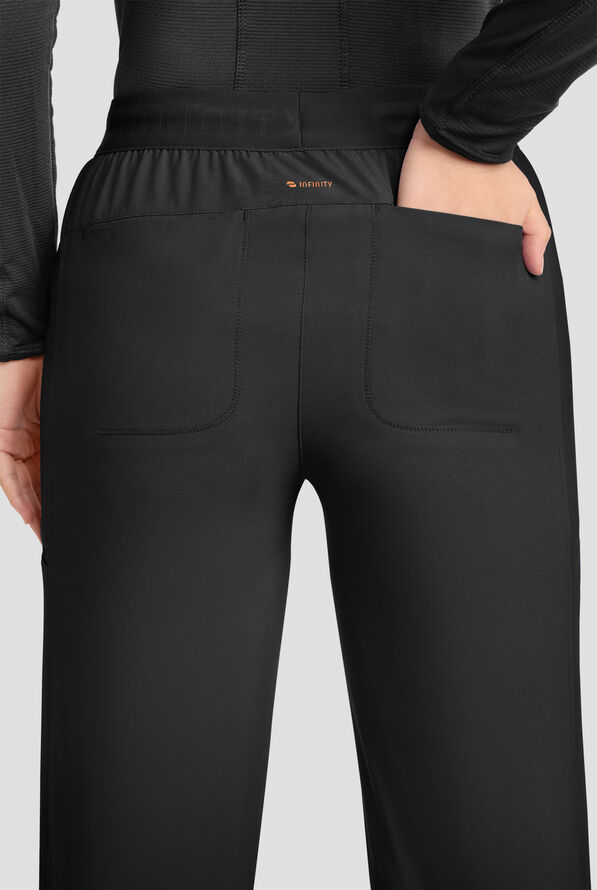 Pantalón médico Infinity GNR8 STRETCH de tiro medio con piernas anchas y 7 bolsillos para mujer - Black - 2
