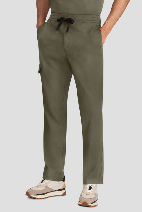 Healing Hands Quest Men's 4-Pocket STRETCH Straight Leg Drawstring Cargo Scrub Pant - Olive - 1