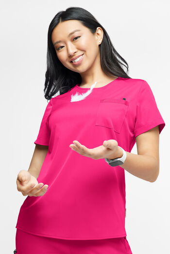 Blusa m&eacute;dica WhisperLite Lyra Stretch con cuello redondeado y 2 bolsillos para mujer