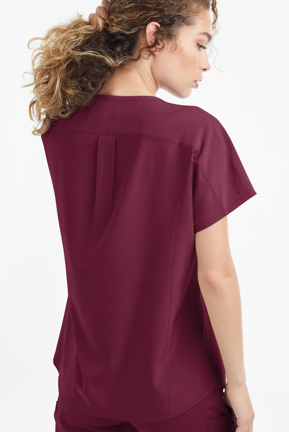 Blusa m&eacute;dica holgada Easy STRETCH Sierra con cuello en V y 2 bolsillos para mujer - Wine - 3