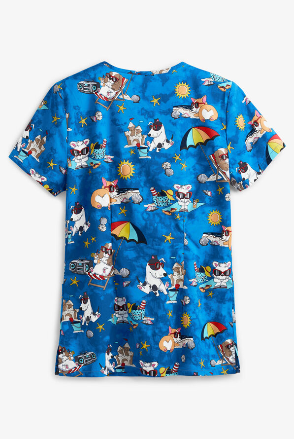 Blusa médica estampada Dickies EDS Sun's Out Fun's Out con cuello V y 2 bolsillos para mujer - null - 2