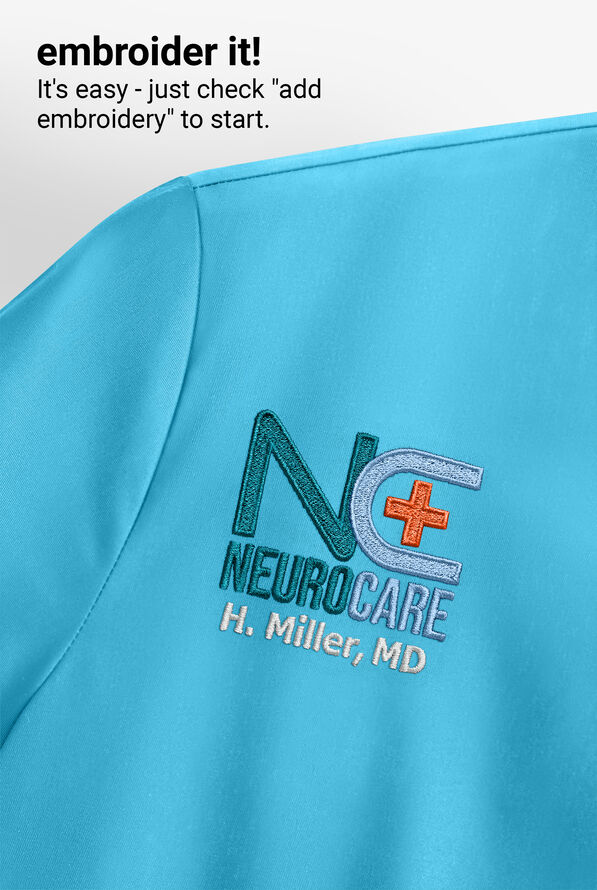 Advantage STRETCH Men's 2-Pocket Short Sleeve Henley Scrub Top - Turquoise - 6