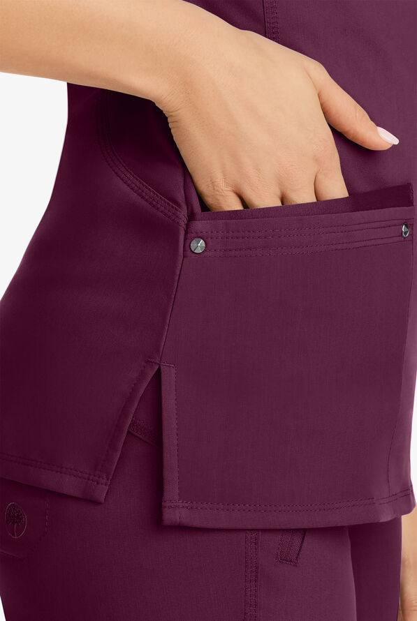 Healing Hands Purple Label Juliet Women's 2-Pocket STRETCH Princess Seam Scrub Top - Wine - 3