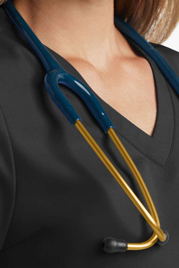 Blusa m&eacute;dica MOVEMENT by Butter-Soft Antares STRETCH con cuello en V y 6 bolsillos para mujer - Black - 5