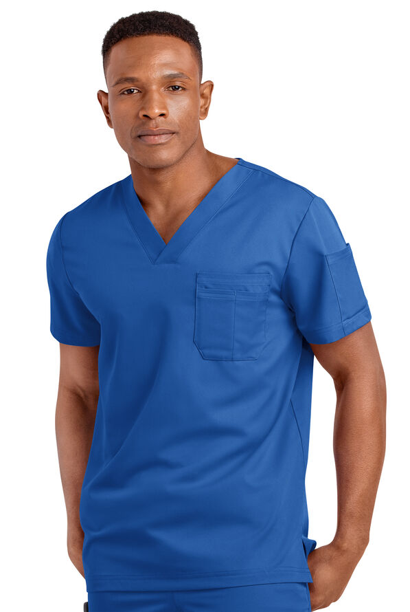 Strictly Scrubs Men's 4-Pocket V-Neck Scrub Top - Royal - 3