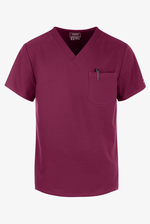 Blusa m&eacute;dica unisex Cherokee Workwear Originals Ultra con cuello en V y 1 bolsillo - Wine - 1