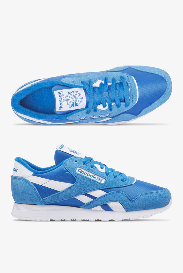 Reebok Mens Classic Nylon Blue Athletic Lace Up Shoes - Blue - 1