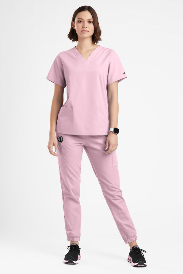 Blusa m&eacute;dica Butter-Soft Originals con cuello en V y 2 bolsillos para mujer - Rose Quartz - 2