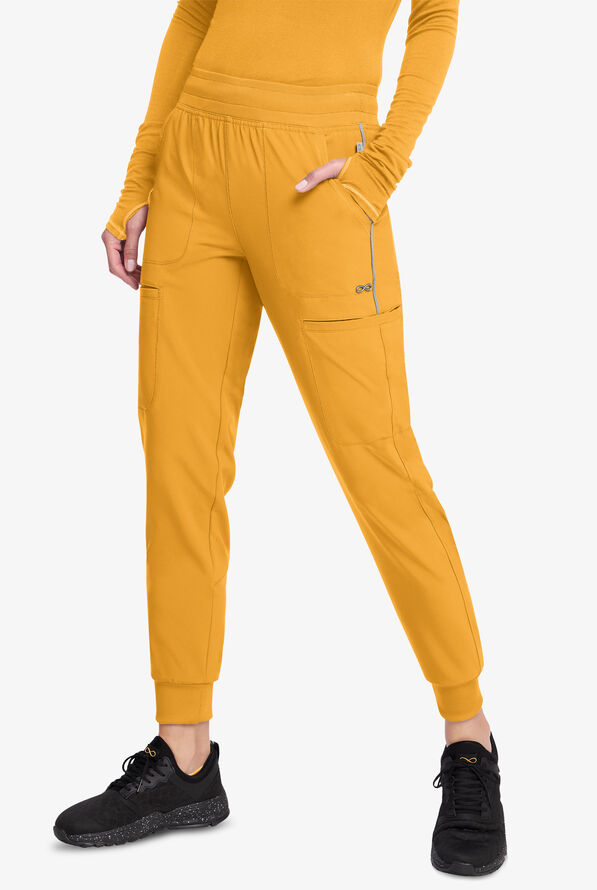 Infinity Women's 6-Pocket STRETCH Cargo Jogger Scrub Pants - Gold Rush - 1